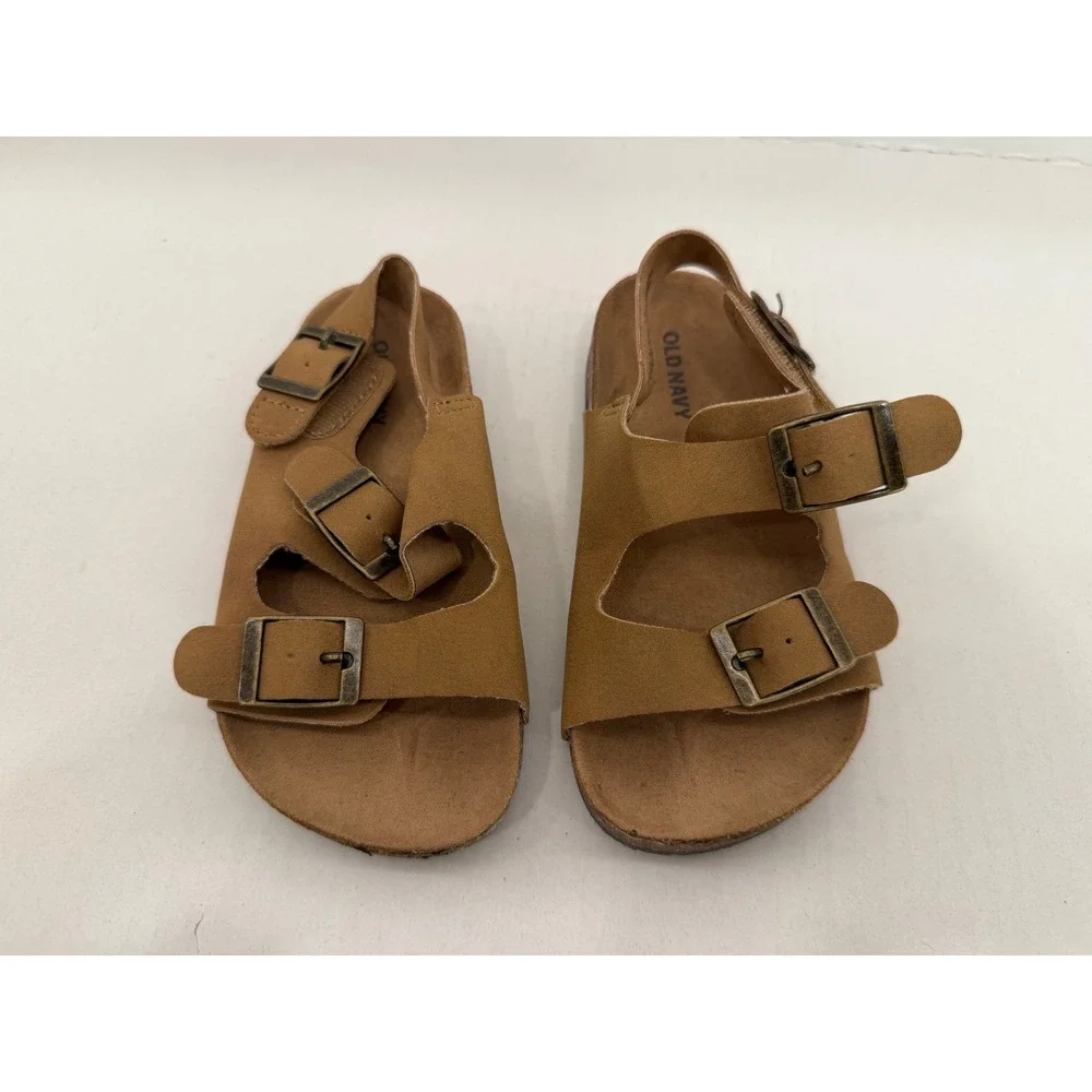 Old Navy Sandals Earth Sanda 9‎ Tan Faux Suede Double Strap Buckle Toddler Shoes